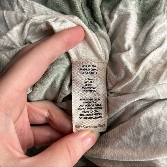 Soft Surroundings Green Tie Dye Silk Summer Maxi Dress Size Medium Sleeveless. - Picture 6 of 6